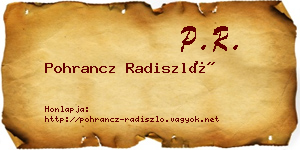 Pohrancz Radiszló névjegykártya